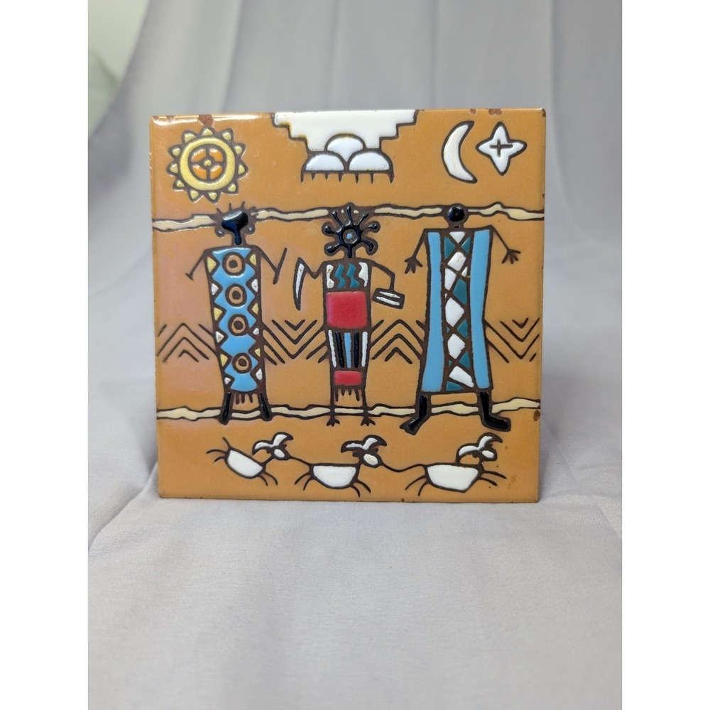 VTG Italian Ceramic Tile  Handcrafted Southwest Style 6" Made‎ in Italy - Picture 5 of 8